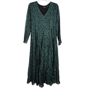 Xotica Dress M Green Floral Lace Maxi Medieval Cosplay Halloween Ren Fair Goth